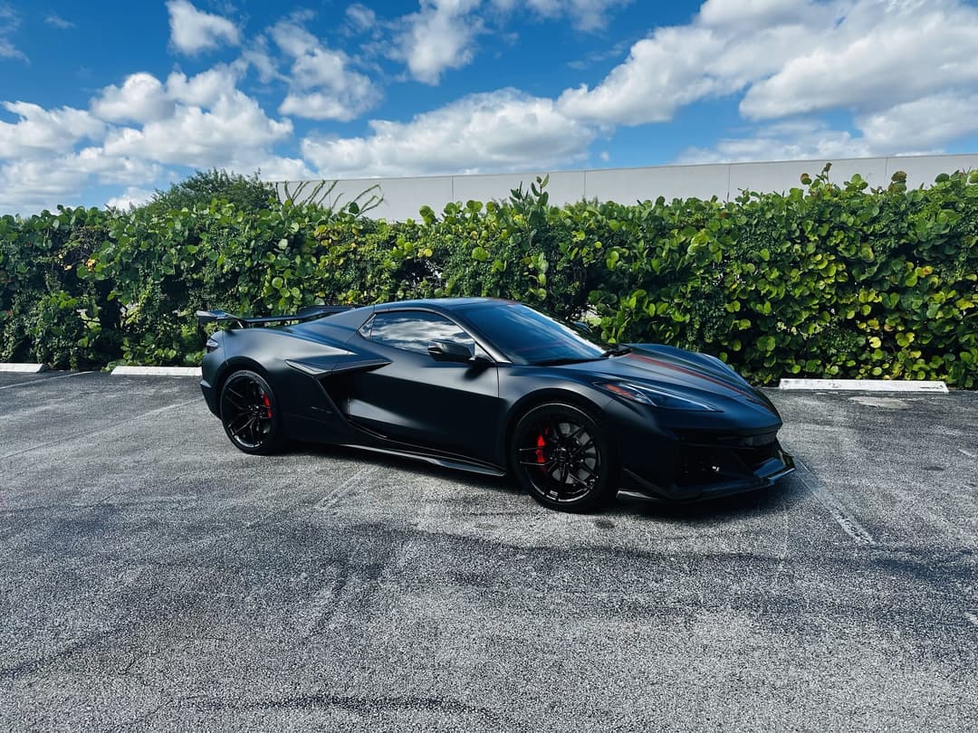 Matte black Corvette C8 protected for a Boynton Beach customer at Auto SuperShield