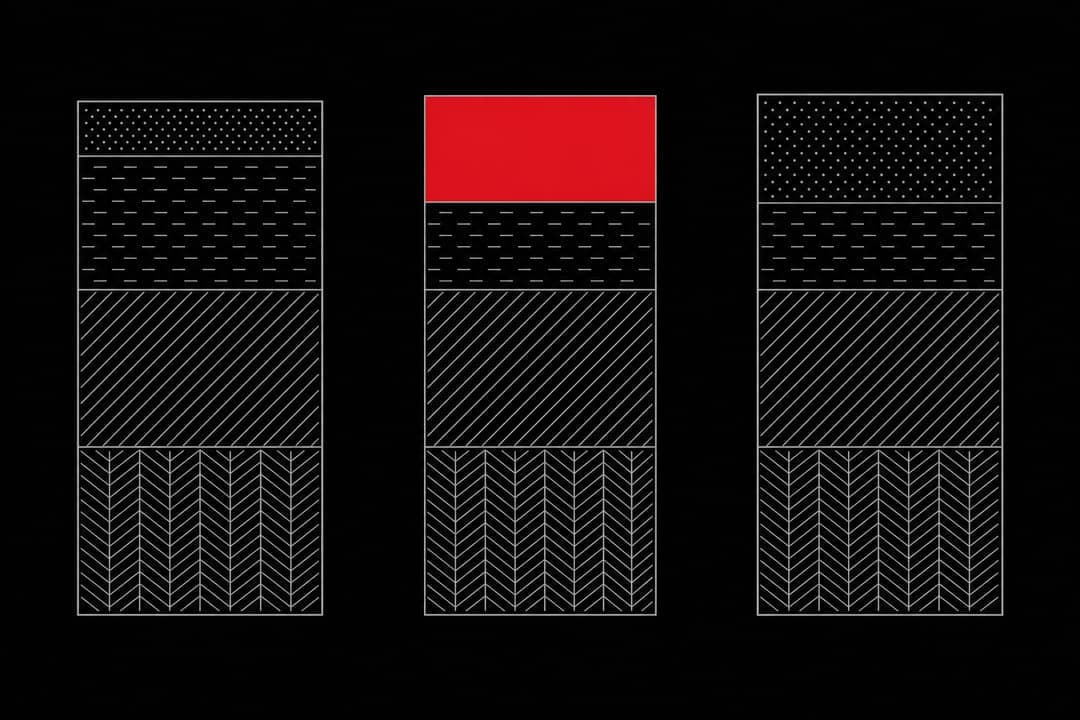 Cross-section diagram comparing the layer stacks of three paint protection film brands, with one topcoat highlighted
