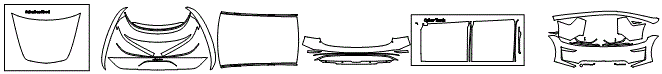 Rear Fender, Full Hood, Trunk Lid, Tailgate, Fender, Bumper, Door, Rear Bumper, Roof and A-Pillar Kit pattern for the 2018 Universal All